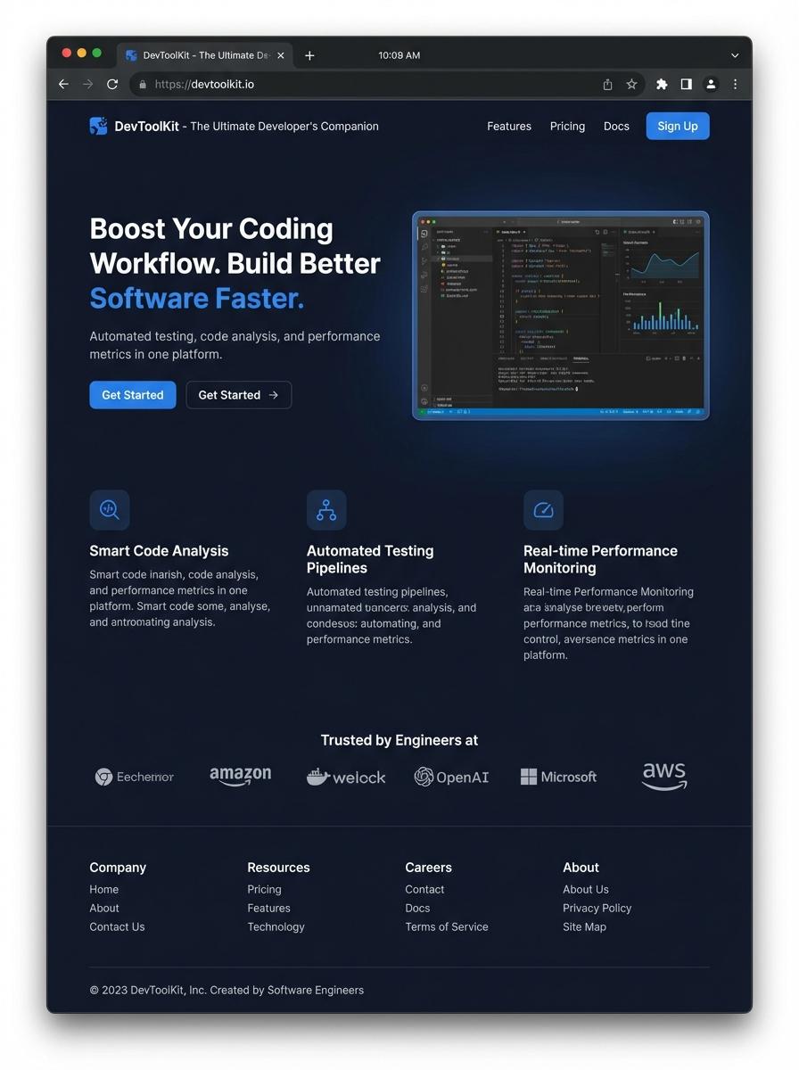 Landing page for digital product Software engineer