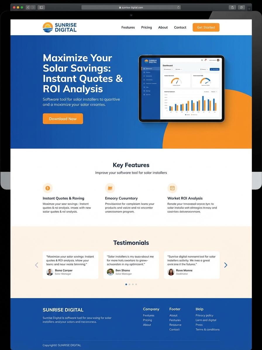 Landing page for digital product Solar installer