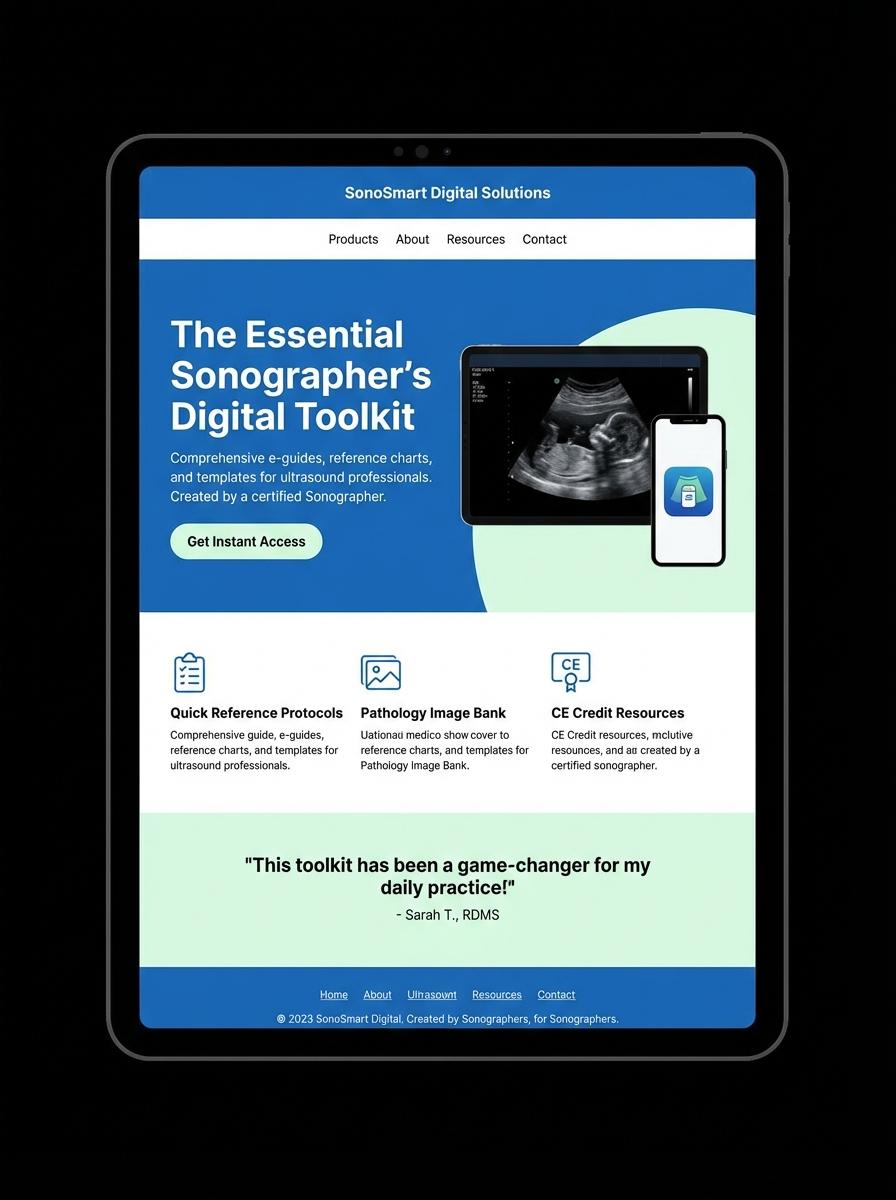 Landing page for digital product Sonographer