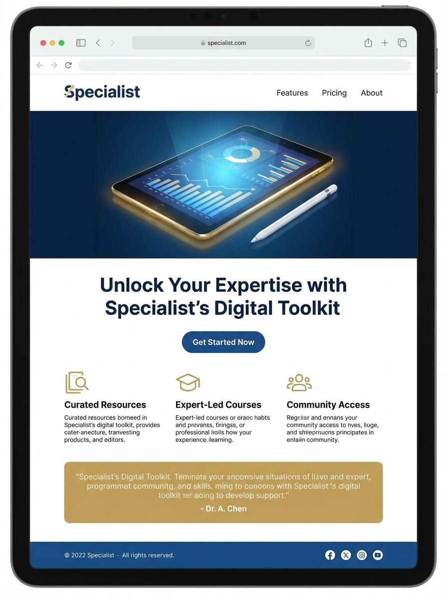 Landing page for digital product Specialist