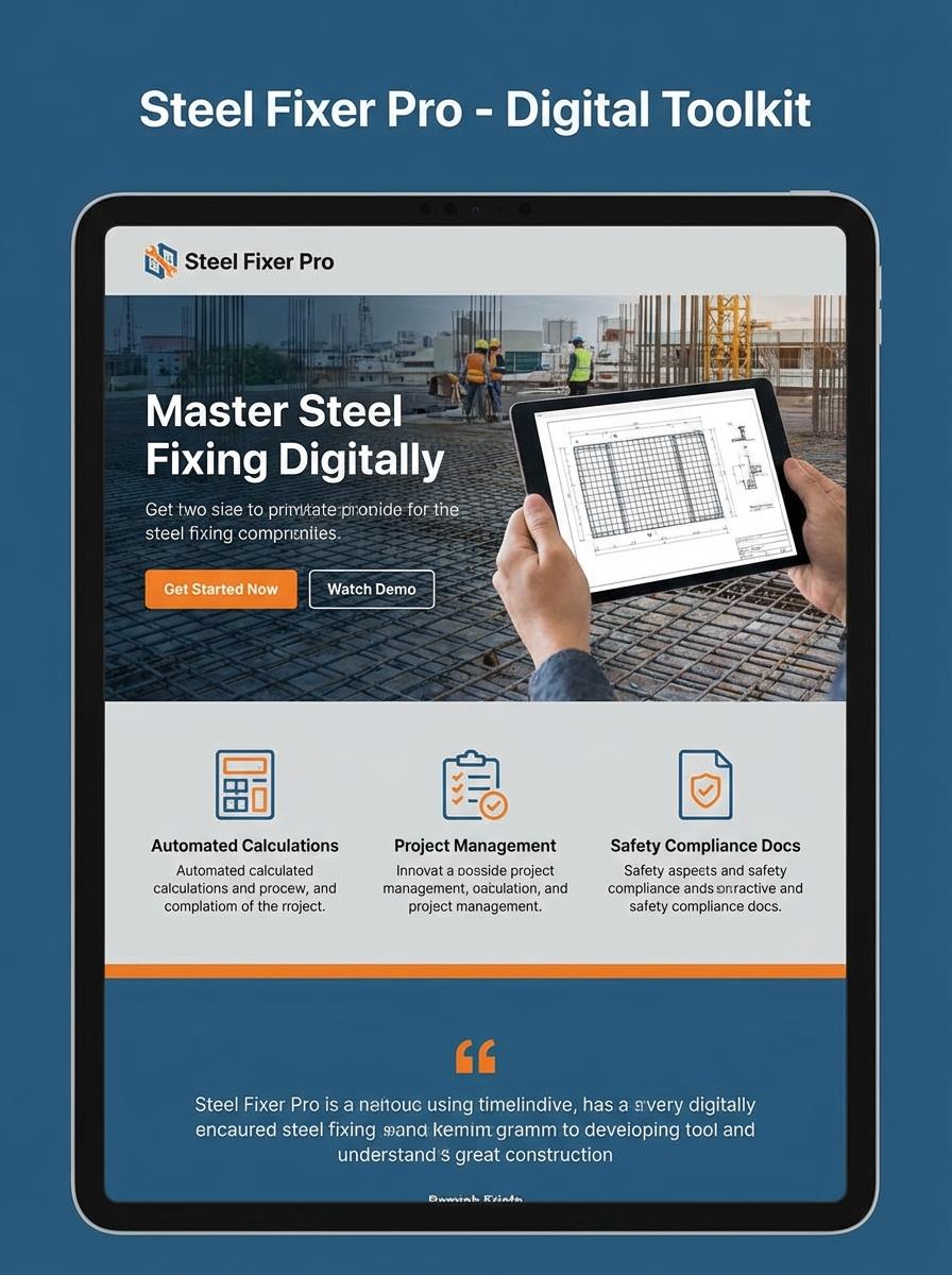 Landing page for digital product Steel fixer