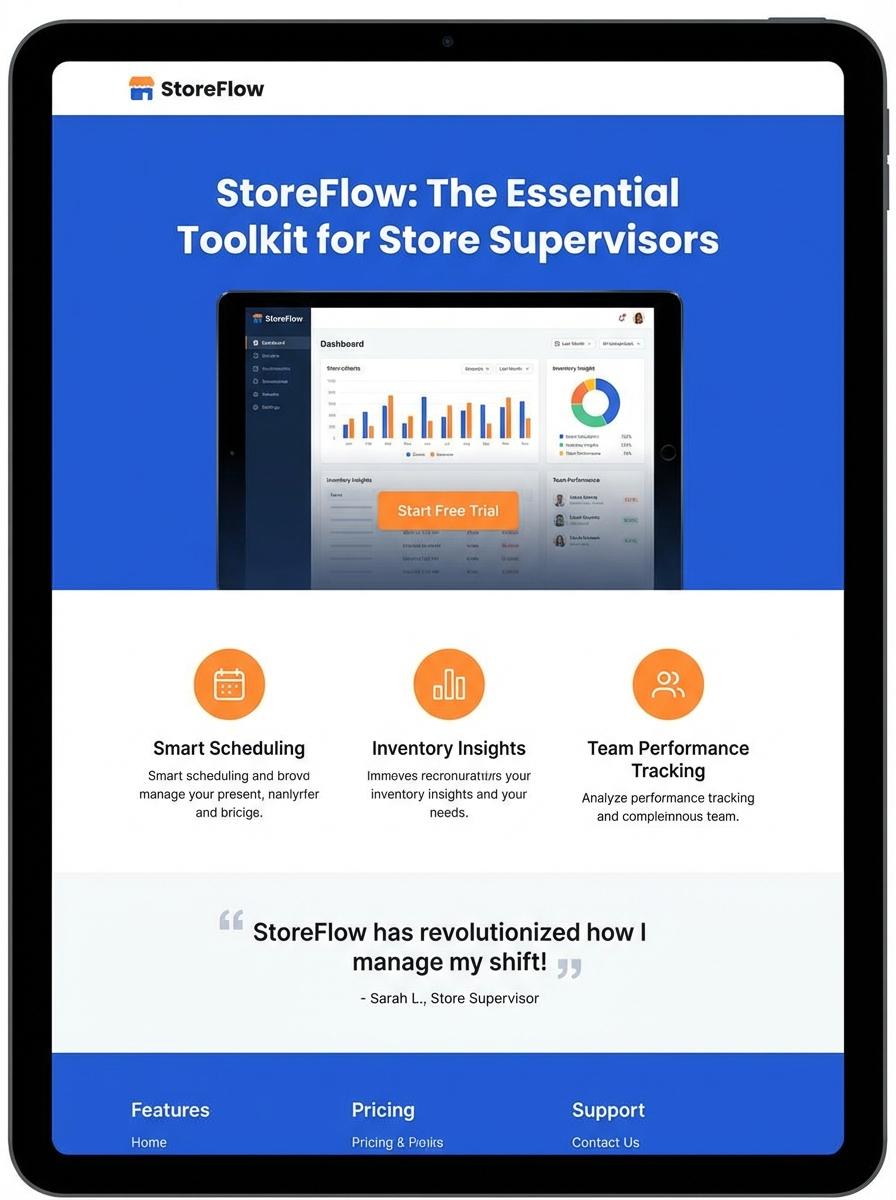 Landing page for digital product Store supervisor