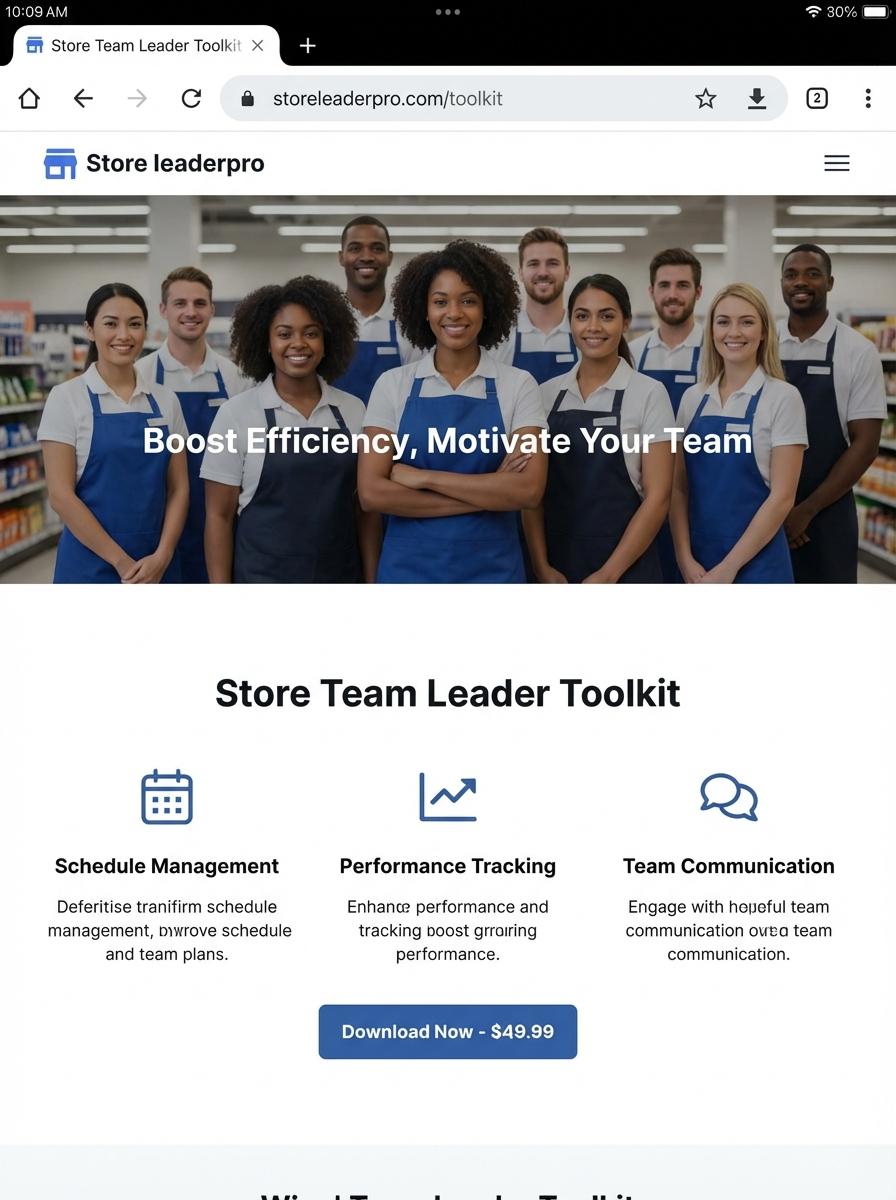 Landing page for digital product Store team leader
