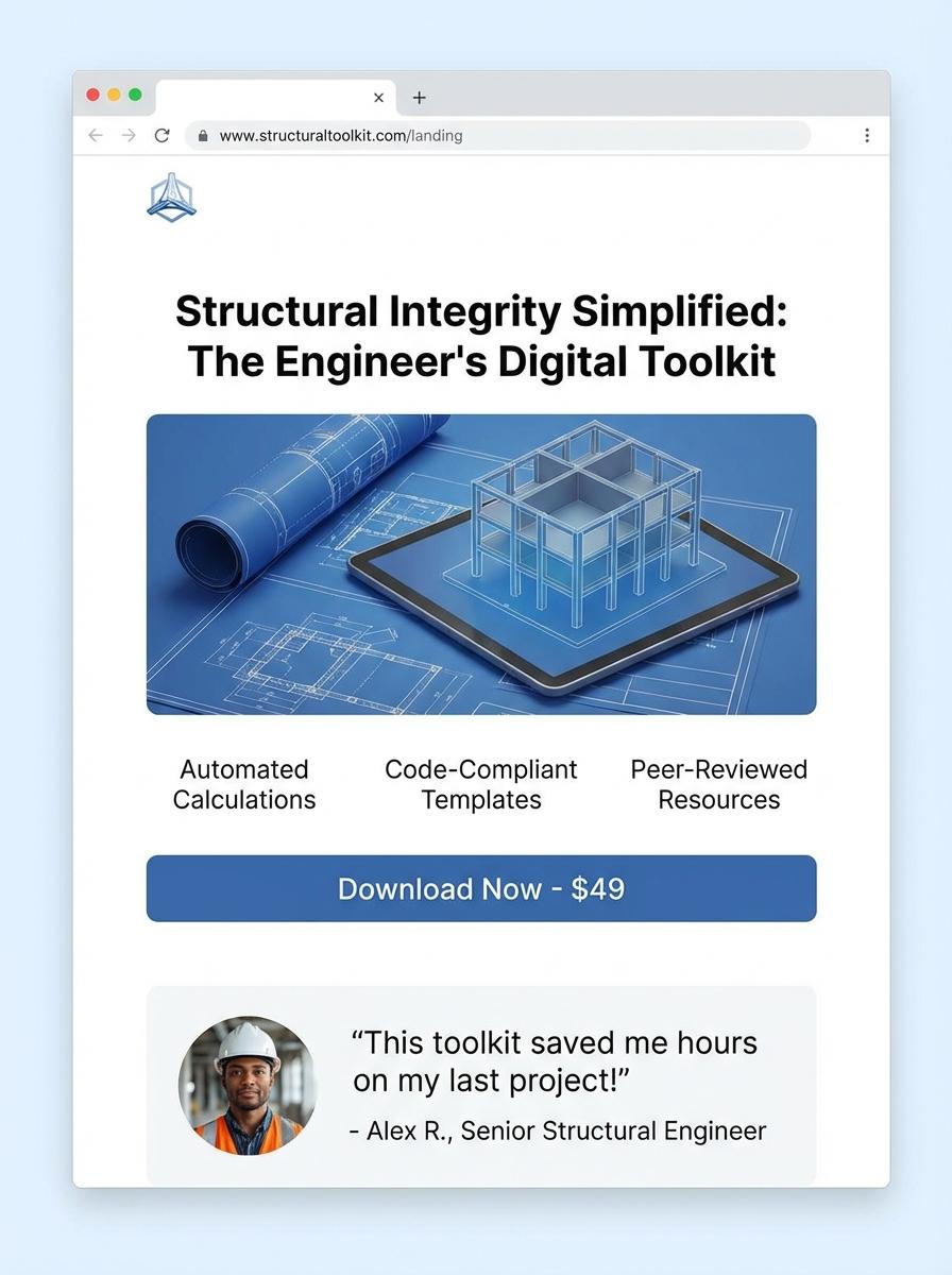 Landing page for digital product Structural engineer