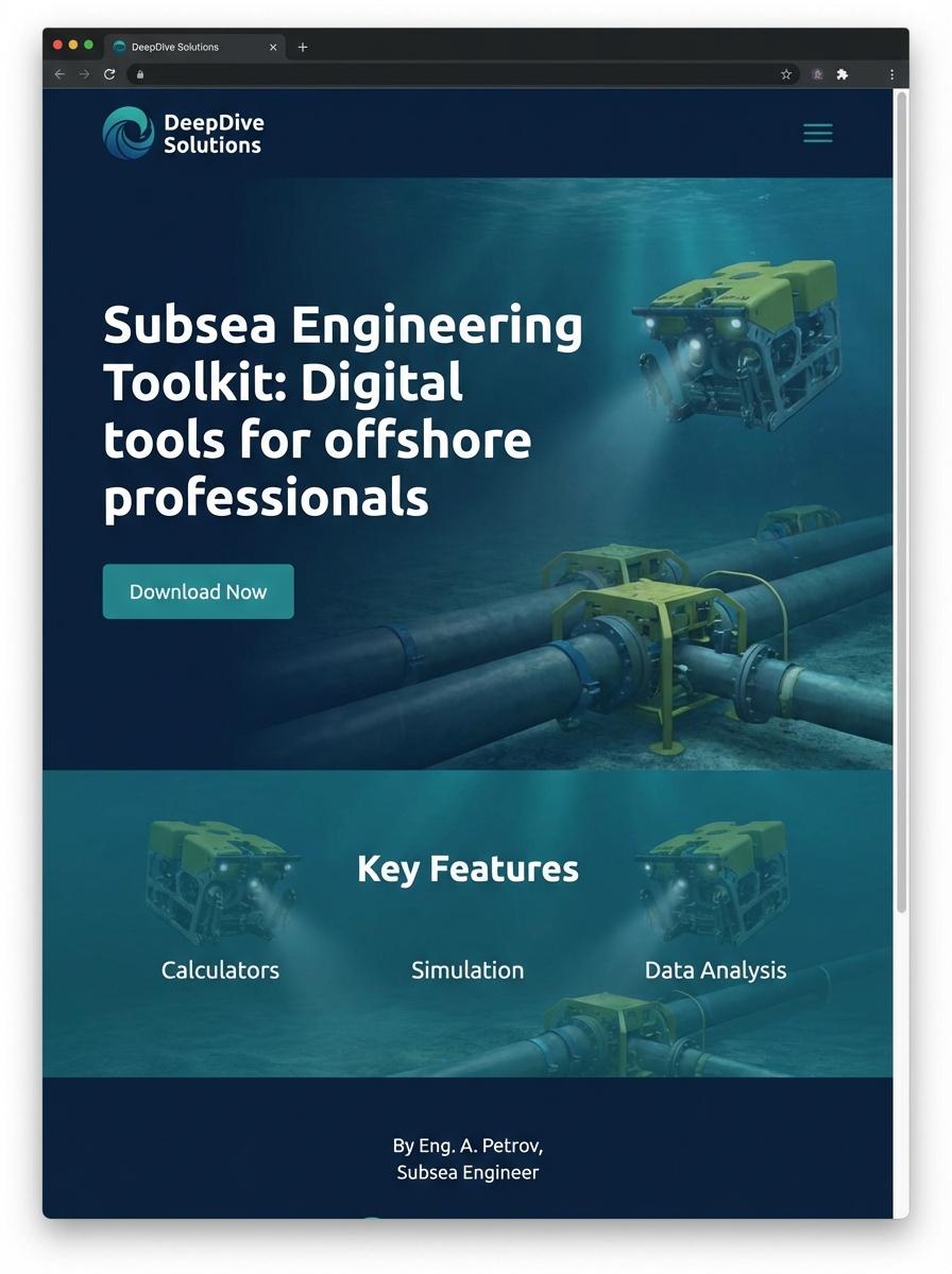 Landing page for digital product Subsea engineer