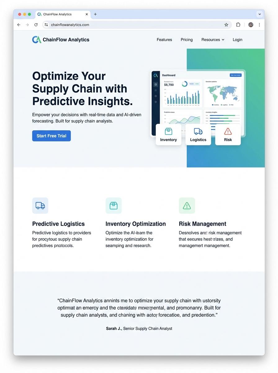 Landing page for digital product Supply chain analyst