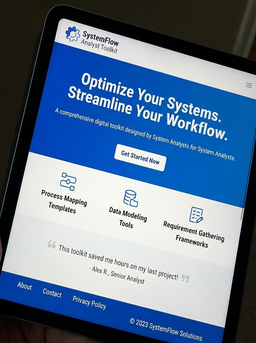 Landing page for digital product System analyst