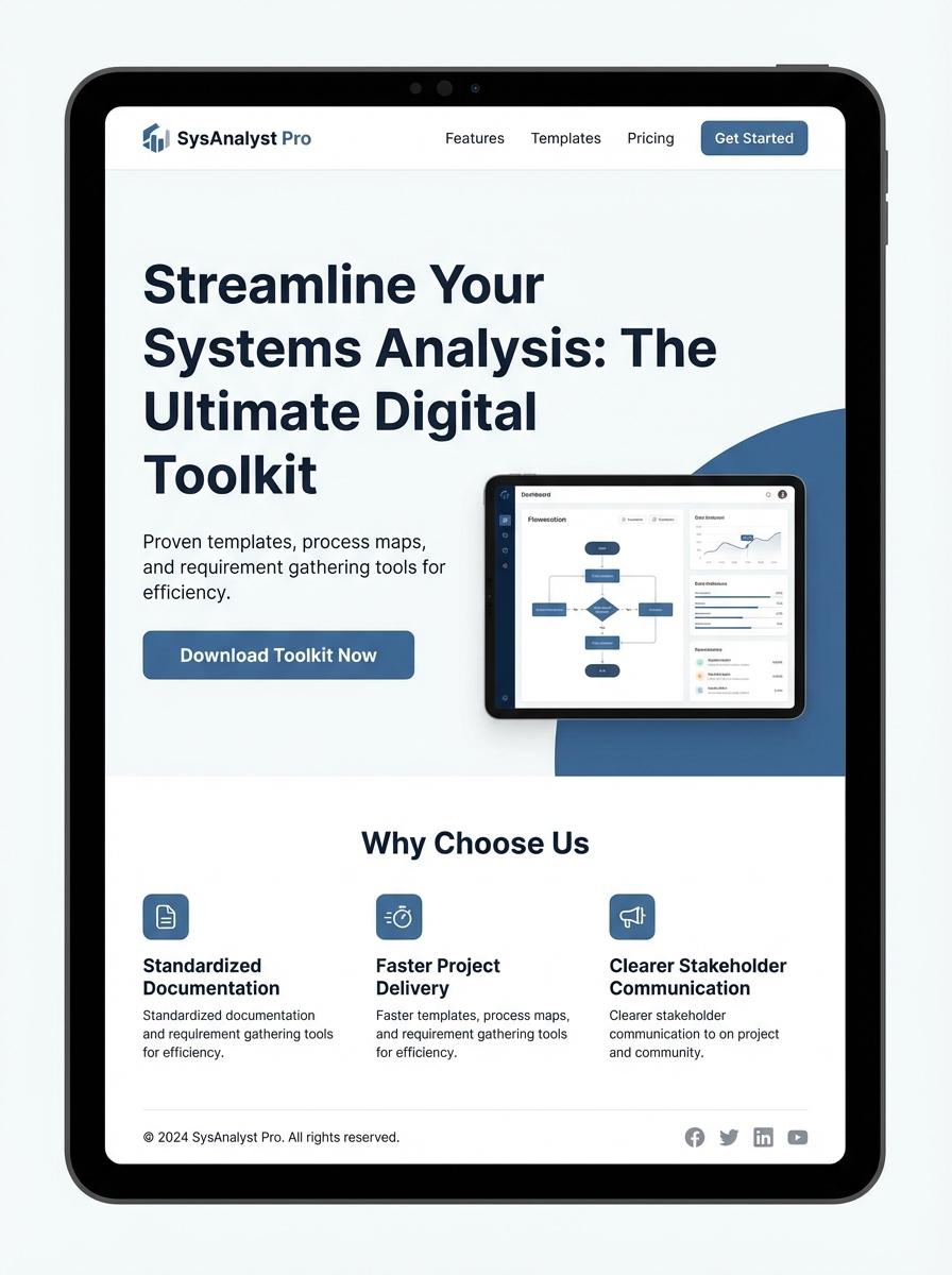 Landing page for digital product Systems analyst