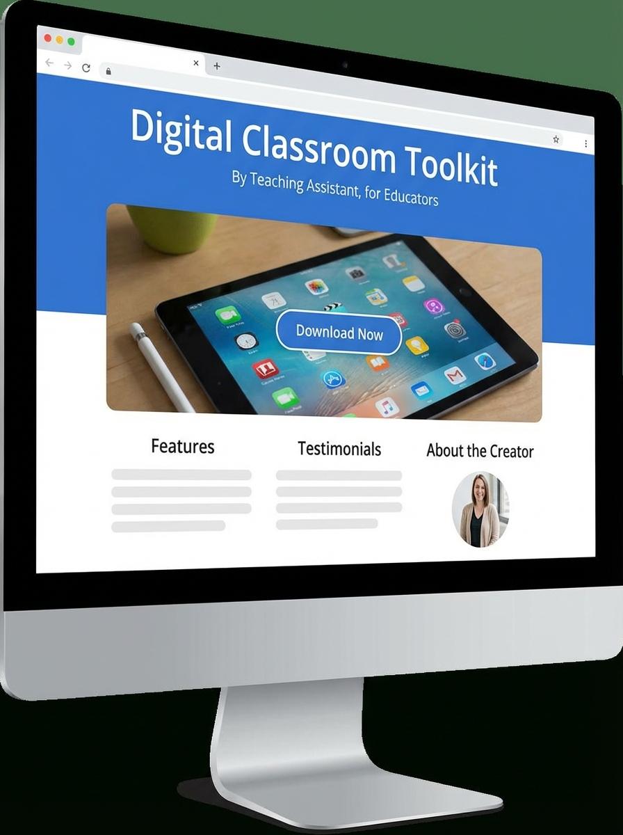 Landing page for digital product Teaching assistant