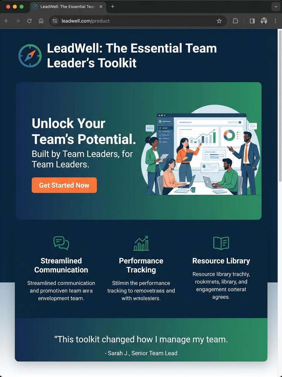 Landing page for digital product Team leader