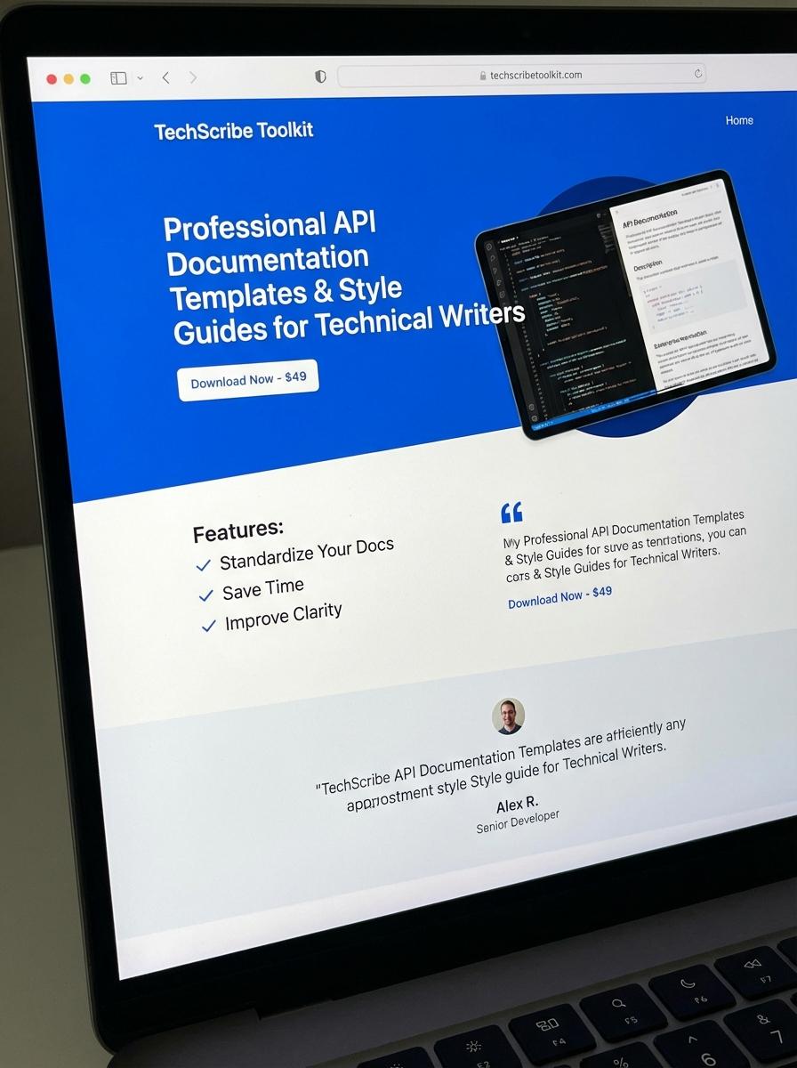Landing page for digital product Technical Writer
