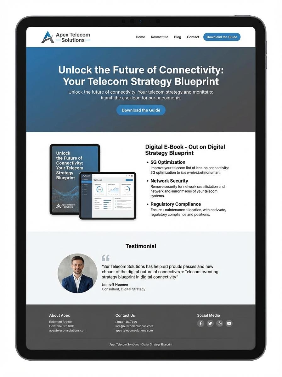 Landing page for digital product Telecommunication consultant