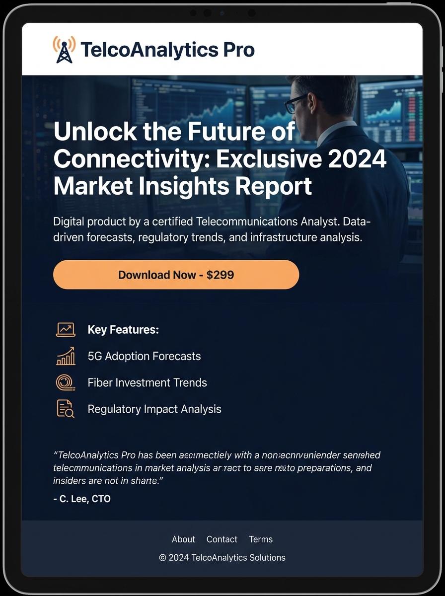 Landing page for digital product Telecommunications analyst
