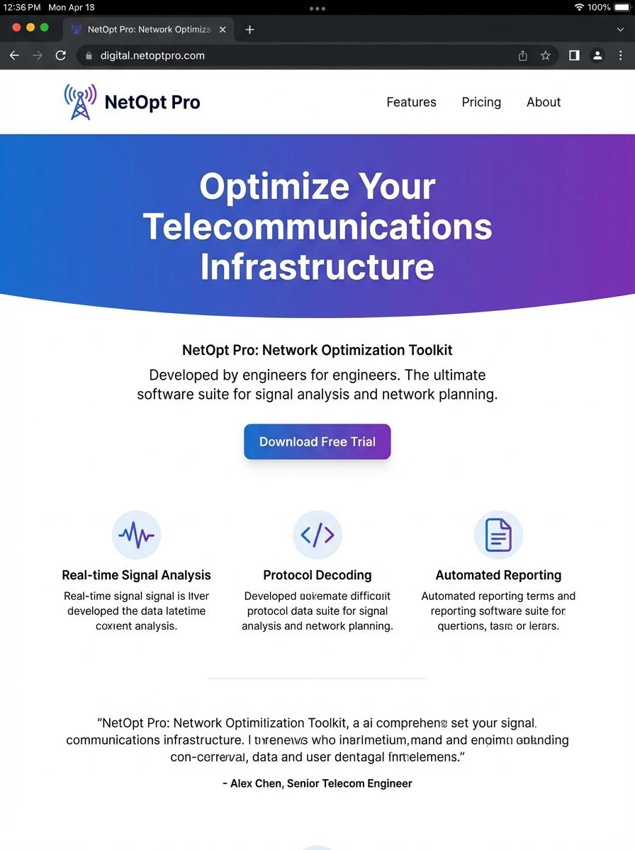 Landing page for digital product Telecommunications engineer