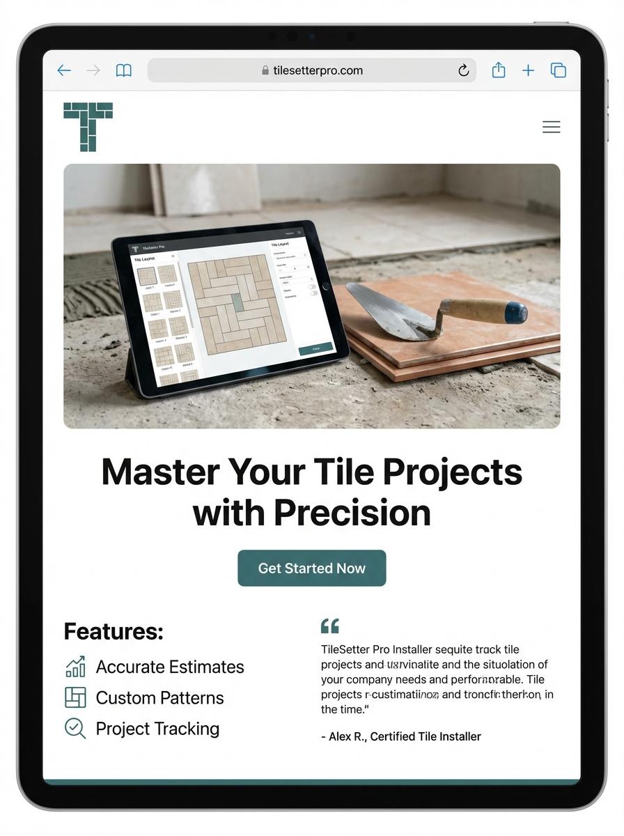 Landing page for digital product Tile setter