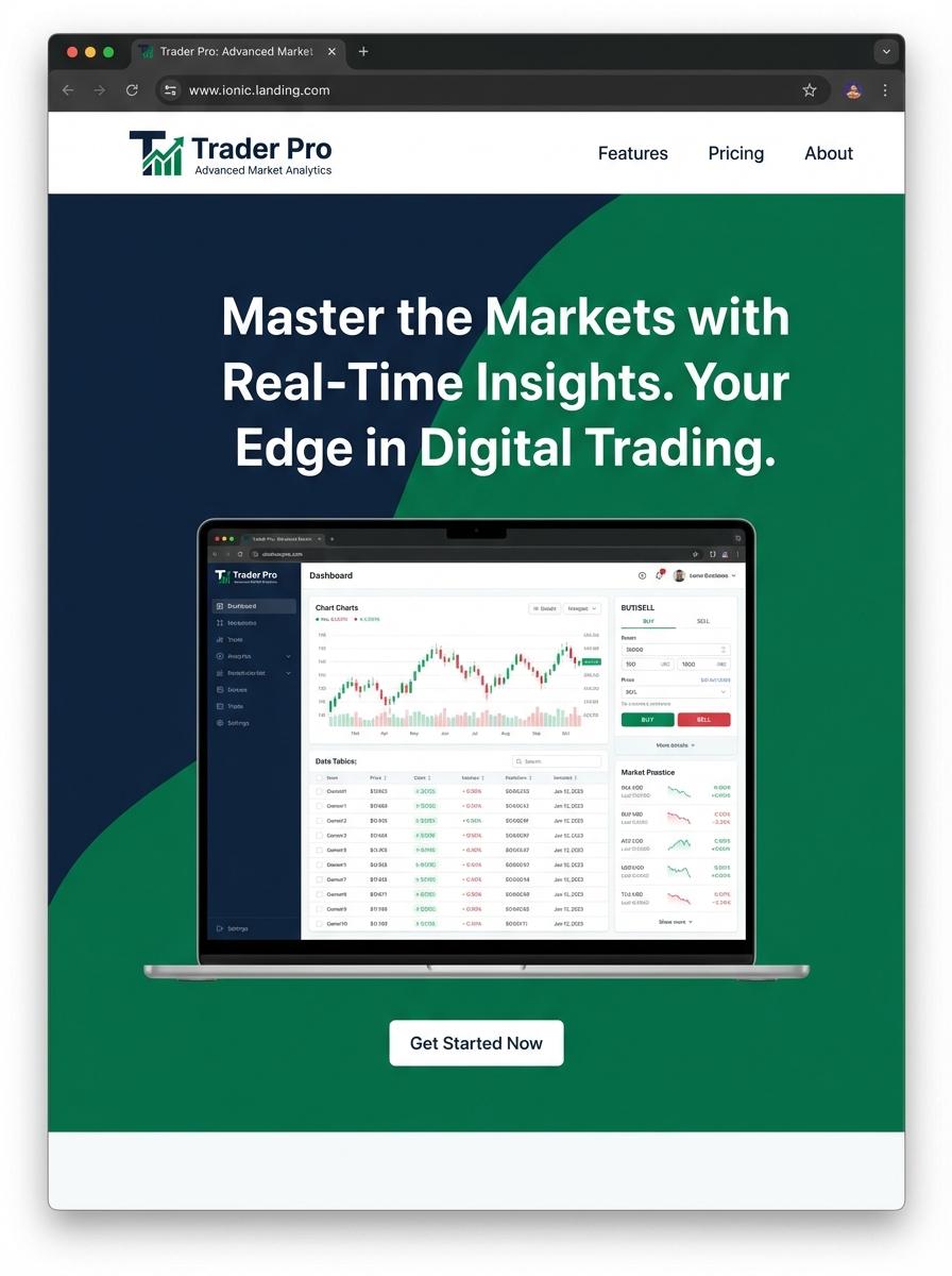 Landing page for digital product Trader