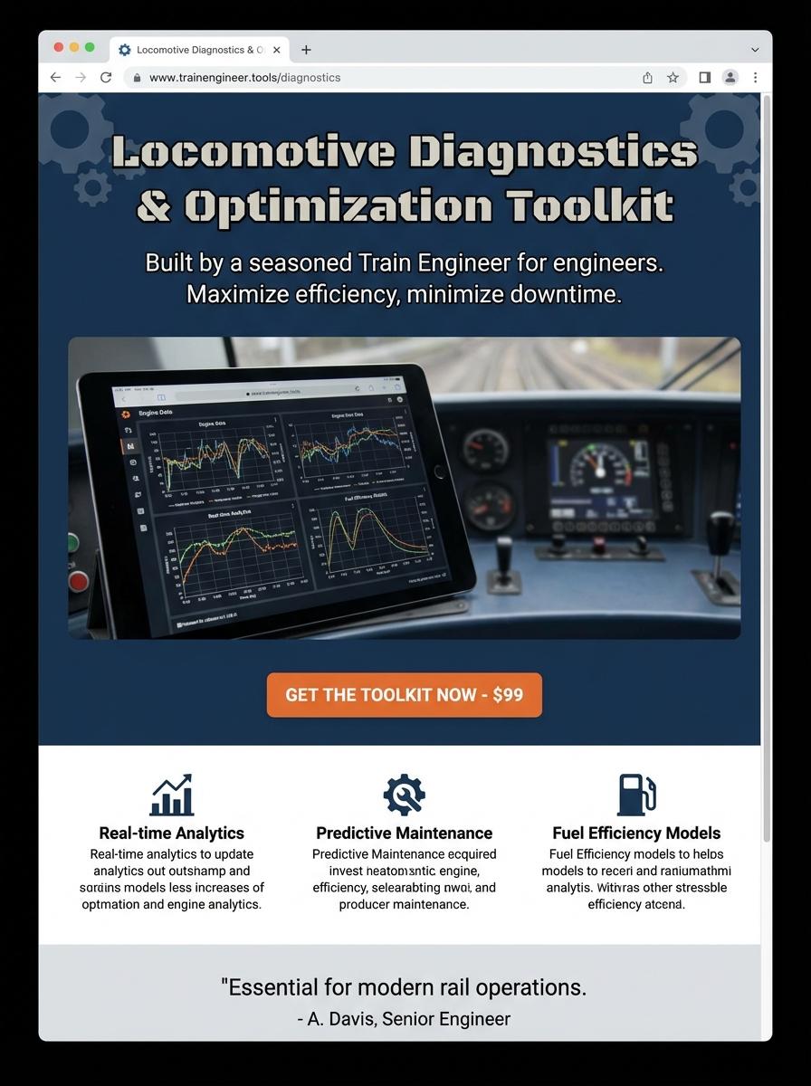 Landing page for digital product Train engineer
