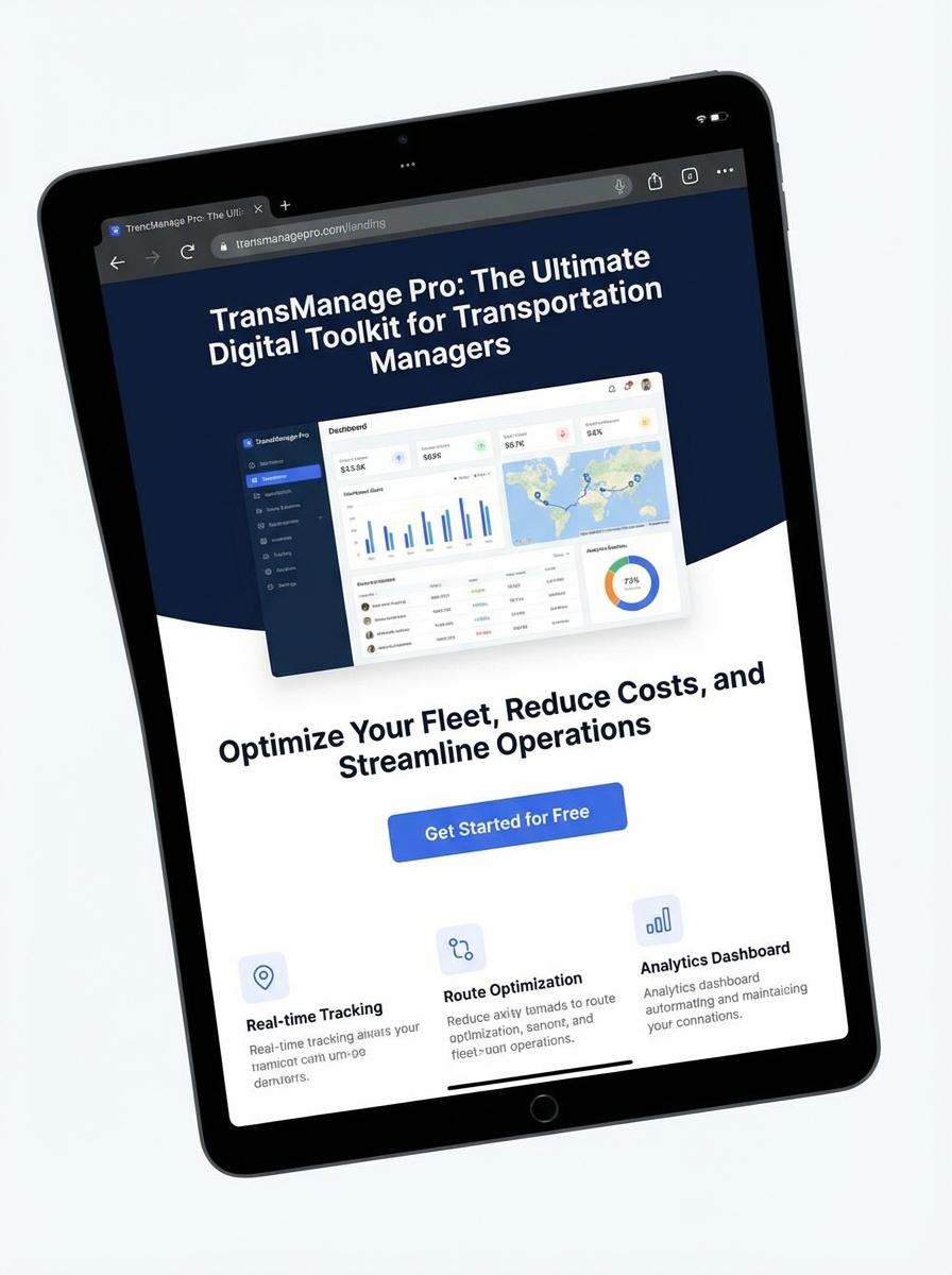 Landing page for digital product Transportation manager