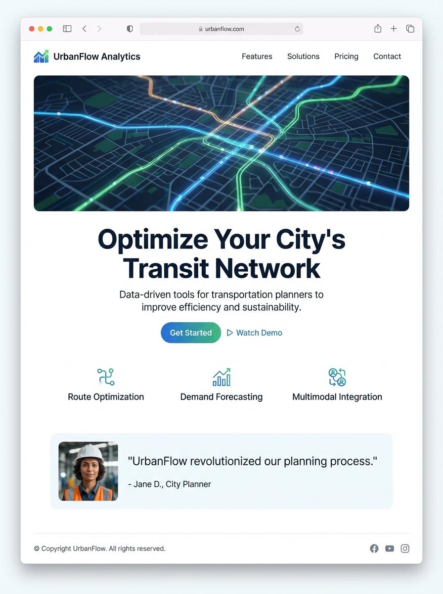 Landing page for digital product Transportation planner