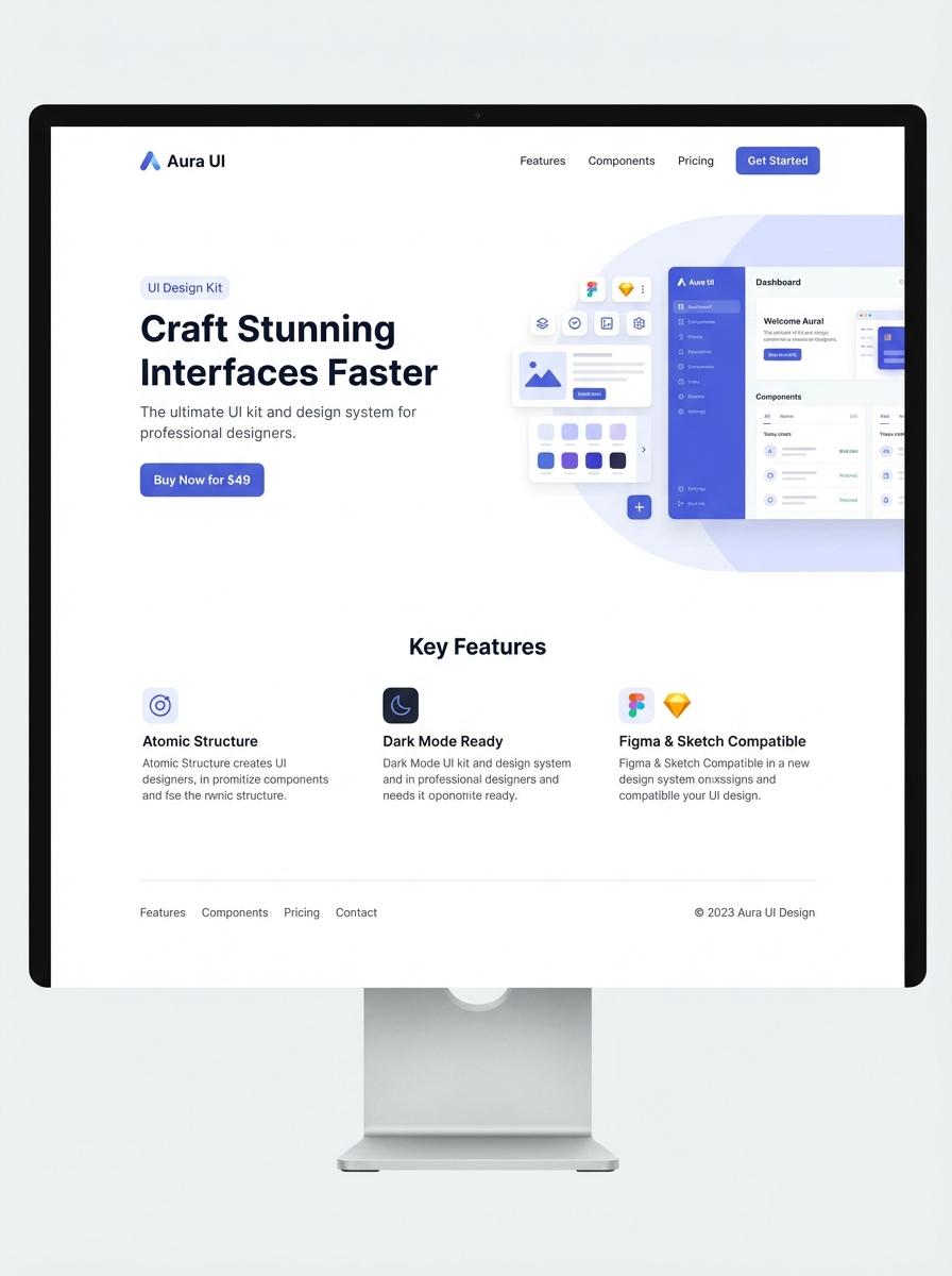 Landing page for digital product UI designer