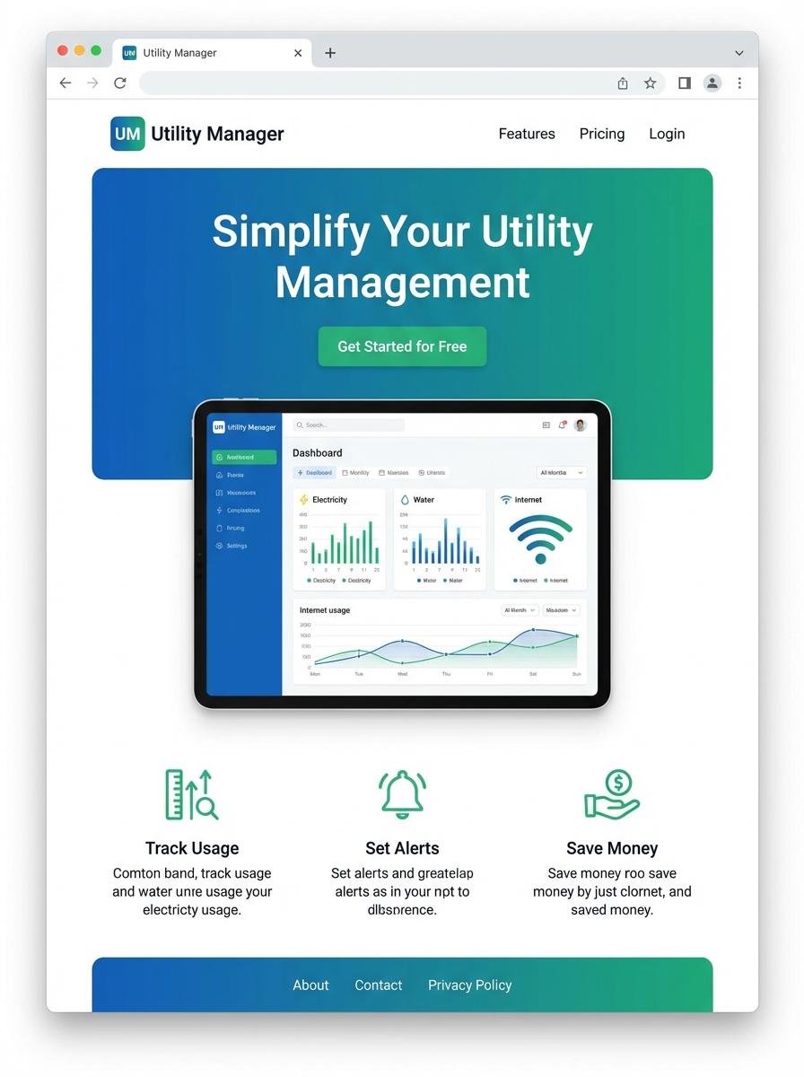 Landing page for digital product Utility manager