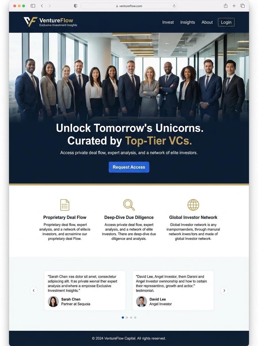 Landing page for digital product Venture capitalist