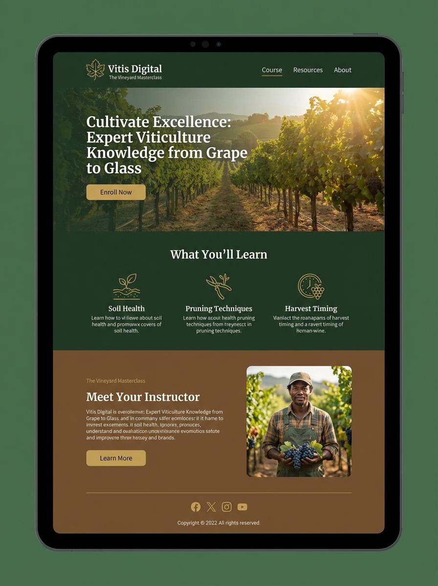 Landing page for digital product Viticulturist