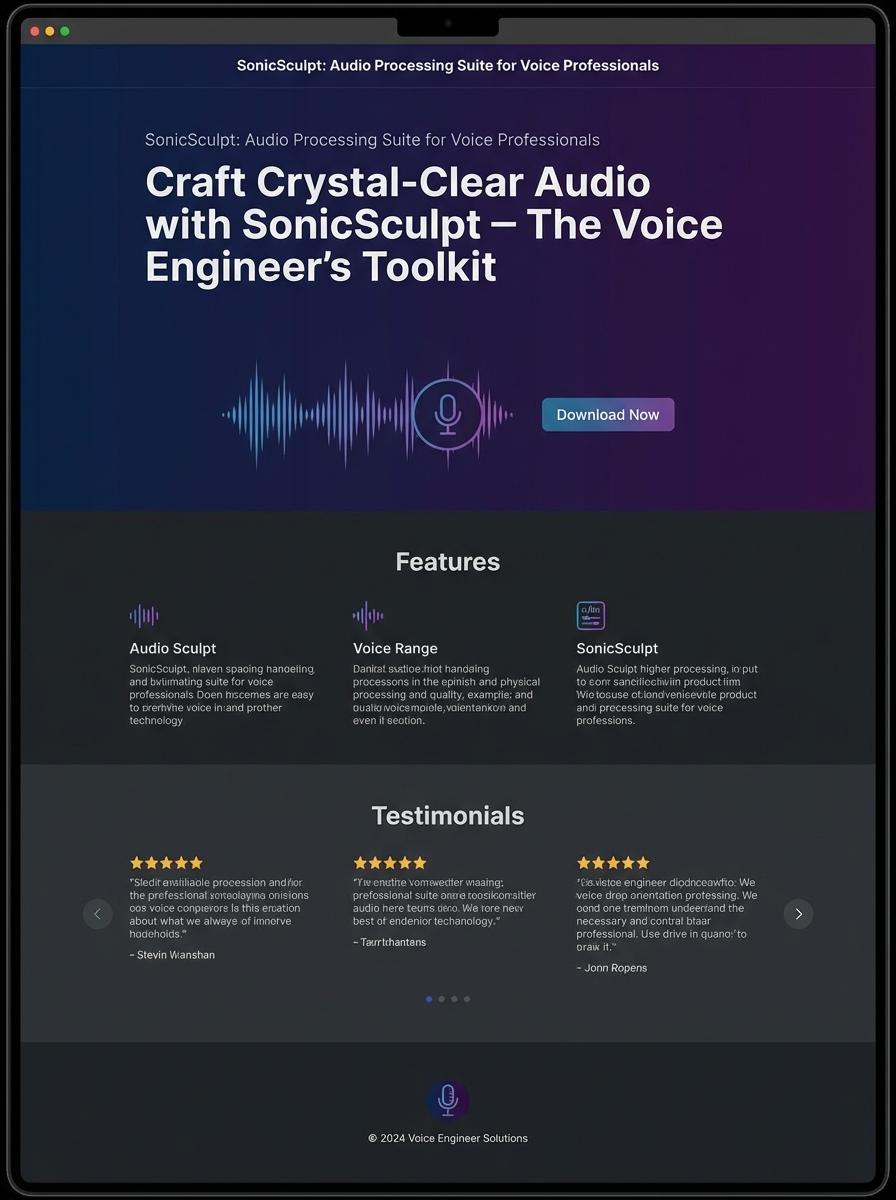 Landing page for digital product Voice engineer