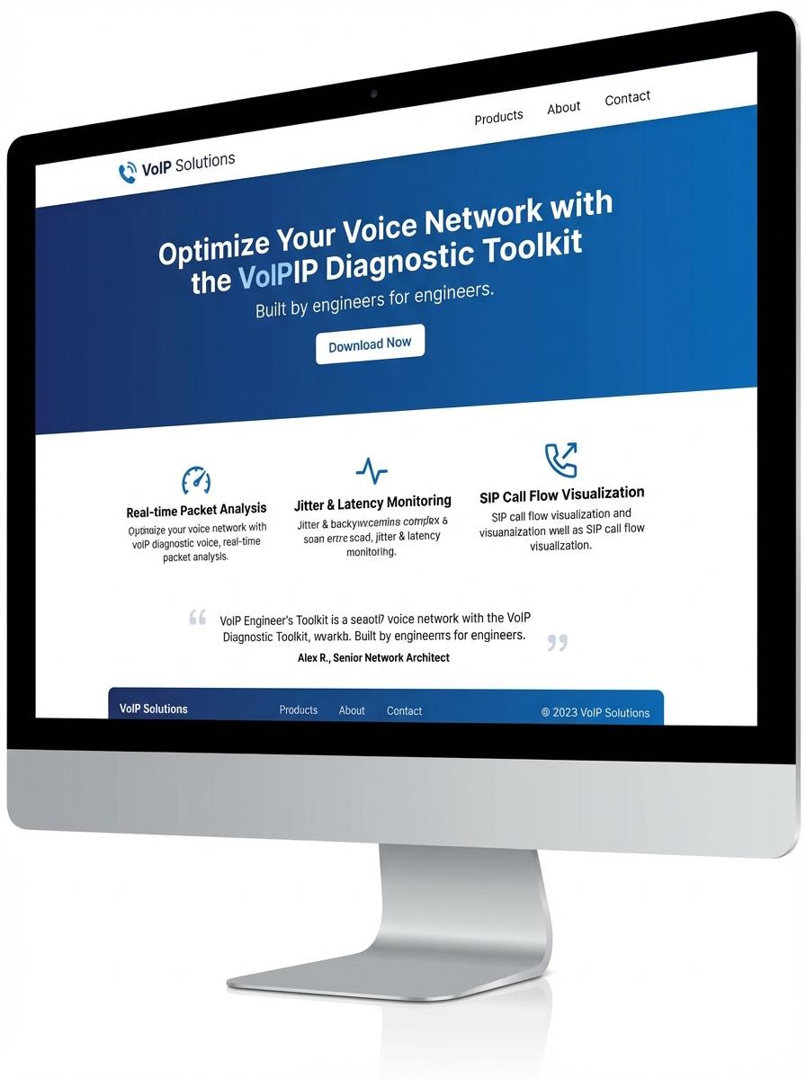 Landing page for digital product VoIP engineer