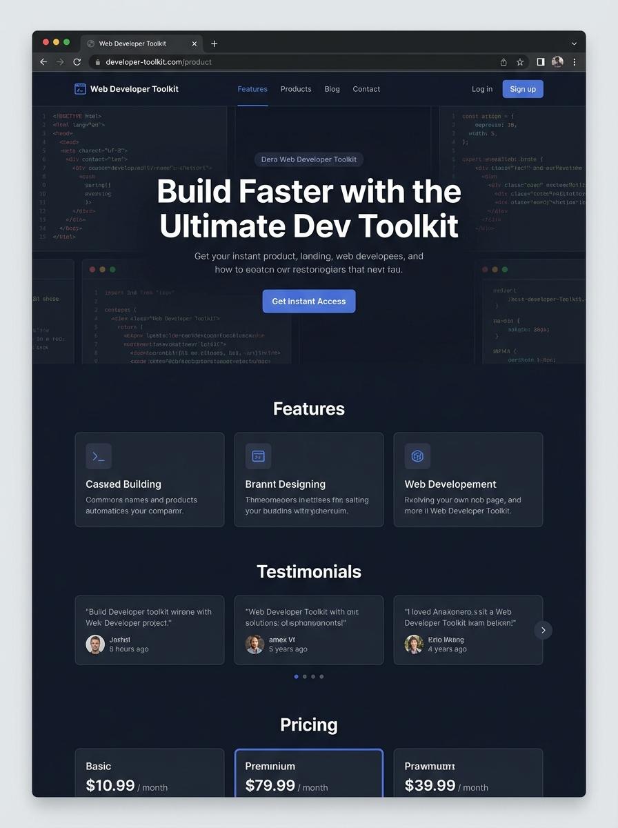 Landing page for digital product Web developer