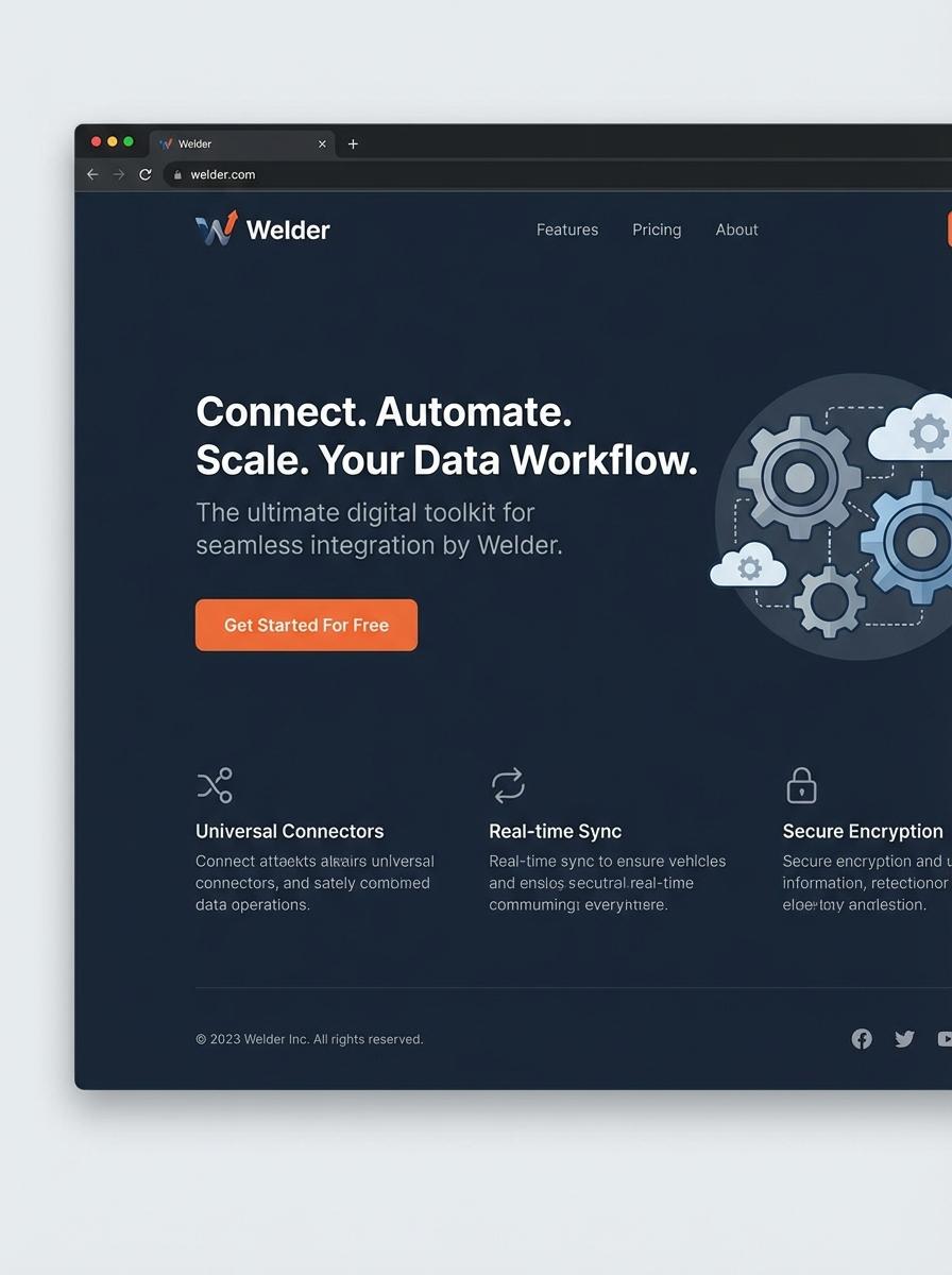 Landing page for digital product Welder
