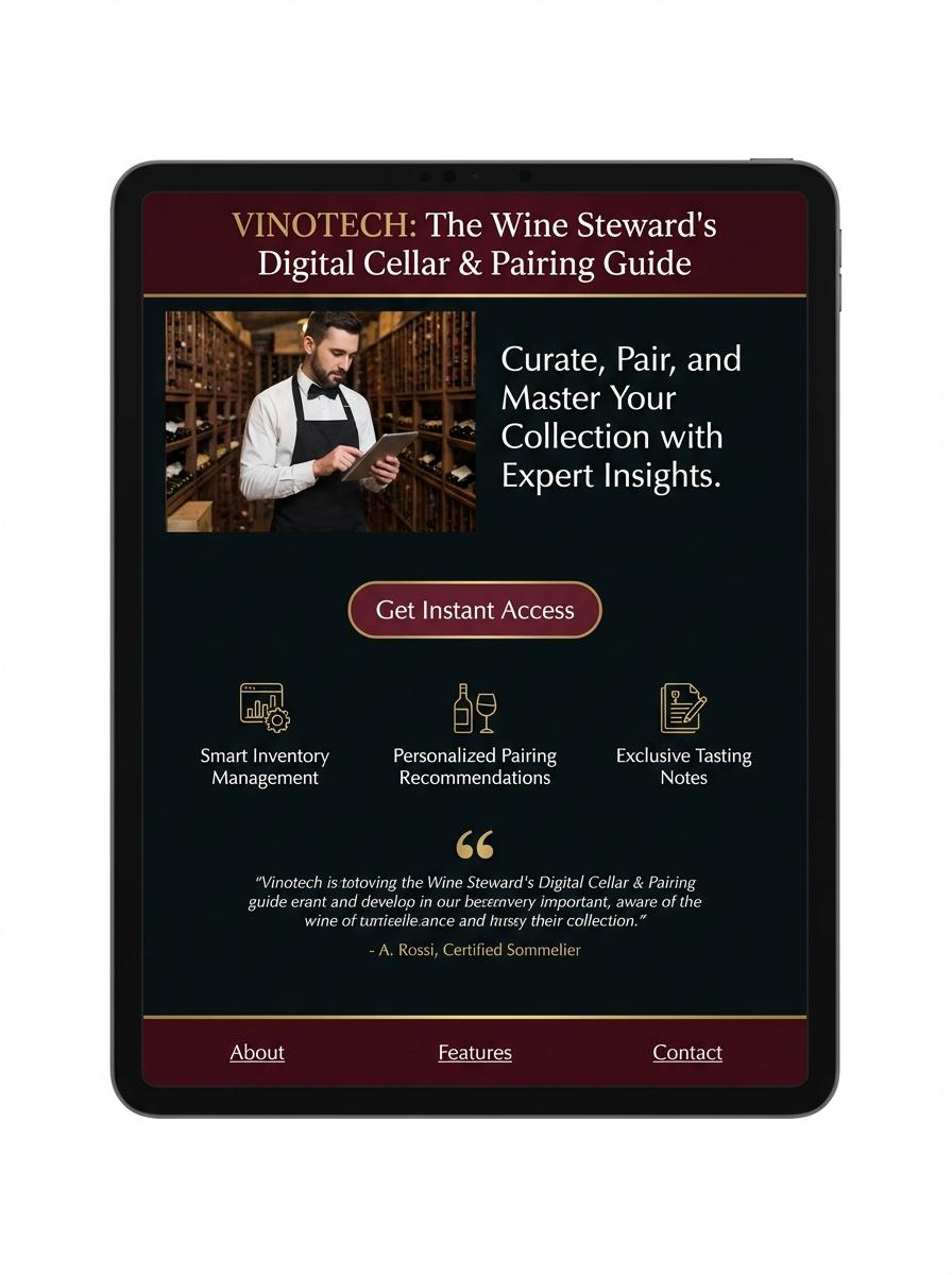 Landing page for digital product Wine steward