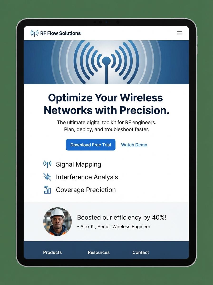 Landing page for digital product Wireless engineer