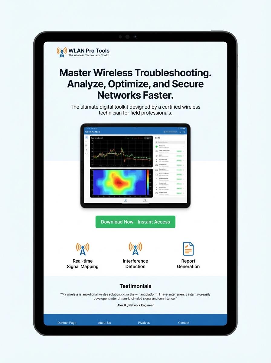 Landing page for digital product Wireless technician